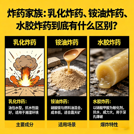 满洲里炸药家族：乳化炸药、铵油炸药、水胶炸药到底有什么区别？
